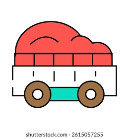 apple wagon delivery line icon vector. apple wagon delivery sign. isolated symbol illustration