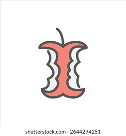Apple waste filled outline icon. Organic waste color line illustration.