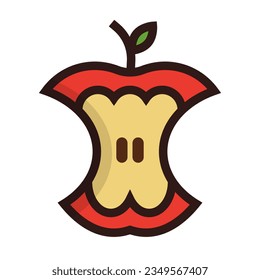 Apple waste icon. Apple core. Vector.