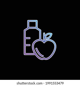 Apple And Water Bottle blue gradient vector icon