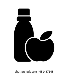 apple water bottle healthy food bio eco icon black simple on white background