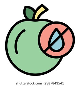 Apple water contamination icon outline vector. Epidemic disease. Fly allergy color flat