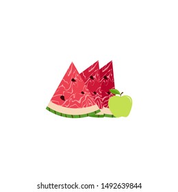 Apple and watermelon icons, modern design