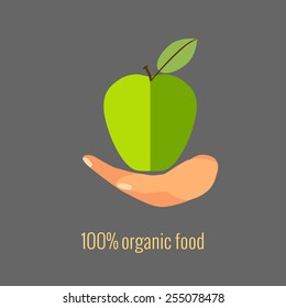 Apple, Web icon. Flat vector design