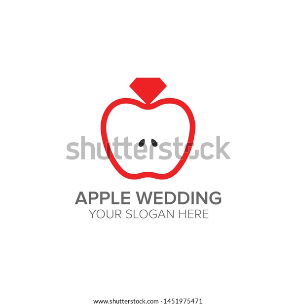 Apple Wedding Icon Logo Design Template Stock Vector Royalty Free