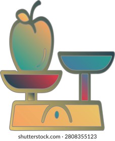 Apple weighing scale icon symbolizing healthy eating and diet Perfect for wellness and nutrition applications