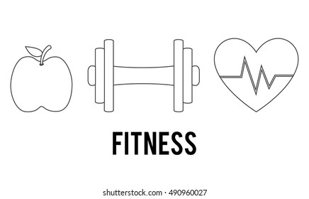 apple weight heart and pulse icon. Fitness gym and bodybuilding theme. Isolated and silhouette design. Vector illustration