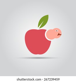 apple in which the worm vector isolated flat objects