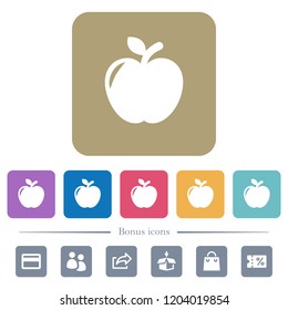Apple white flat icons on color rounded square backgrounds. 6 bonus icons included