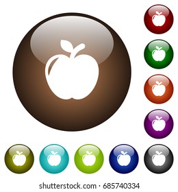 Apple white icons on round color glass buttons