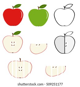 Apple, the whole apple. Flat design, vector illustration.