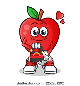 apple will you marry me mascot vector cartoon illustration