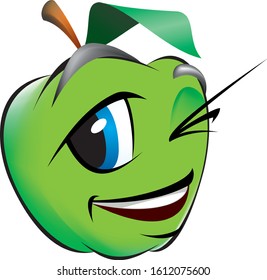 The apple is winking. Vector