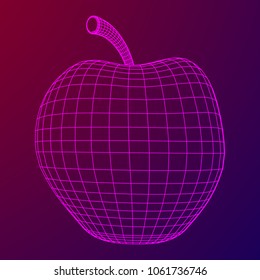 Apple wireframe low poly mesh vector illustration.