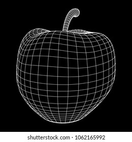 Apple wireframe low poly mesh vector illustration.