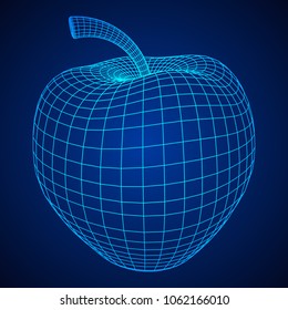 Apple wireframe low poly mesh vector illustration.