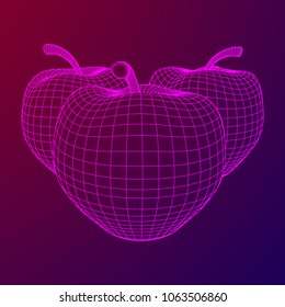 Apple wireframe low poly mesh vector illustration.