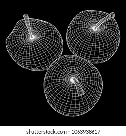 Apple wireframe low poly mesh vector illustration.