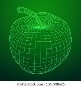 Apple wireframe low poly mesh vector illustration.