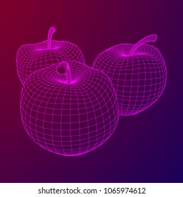 Apple wireframe low poly mesh vector illustration.
