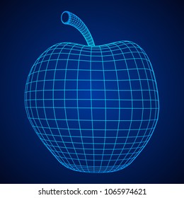 Apple wireframe low poly mesh vector illustration.