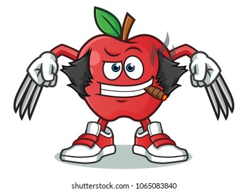 apple wolf man with claws mascot vector cartoon illustration