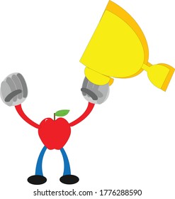 Apple won the championship. Successful flat design character 