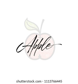 Apple word on background illustration. Fruit web element, Isolated Vector.