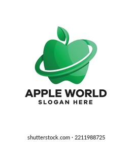 Apple World Gradient Logo Fruity Design