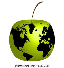 Apple with world map on it vector illustration