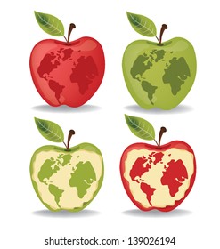 apple world vector illustration.