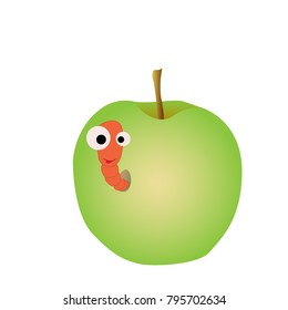 Apple with worm