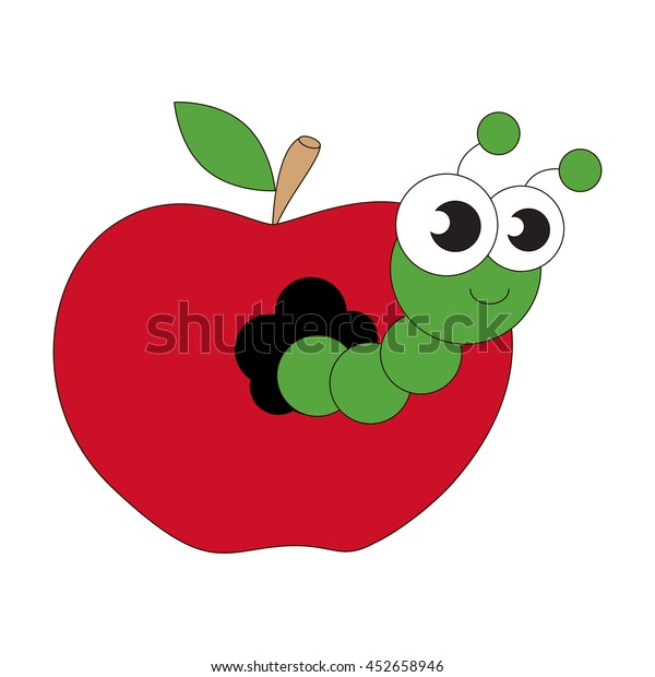 Apple Worm Cartoon Outlined Character Black Stock Vector (Royalty Free ...