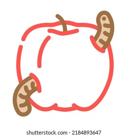 apple worm color icon vector. apple worm sign. isolated symbol illustration