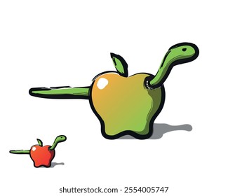 Apple Worm Dino Vector Image