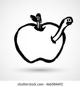 Apple with worm grunge icon