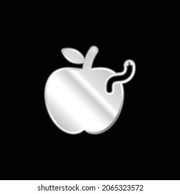 Apple con icono metálico plateado de gusano