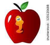 Apple with a worm in unique style