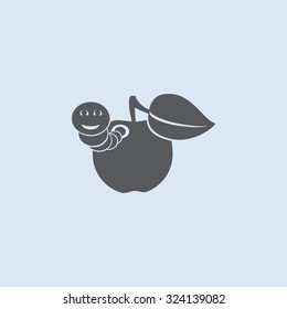 Apple with worm vector icon