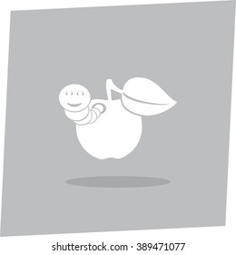 Apple with worm vector icon