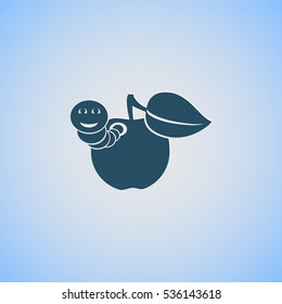 Apple with worm vector icon
