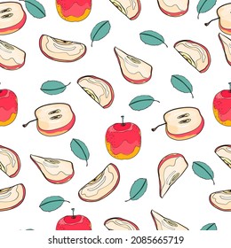 Apple and write background. colorful background. Fruit background.tropical.Cute pattern
