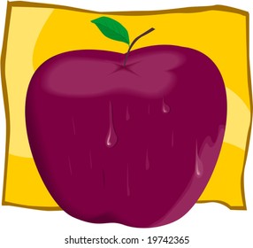 apple in yellow background	