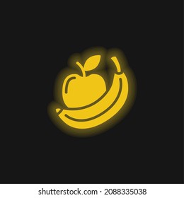 Apple yellow glowing neon icon