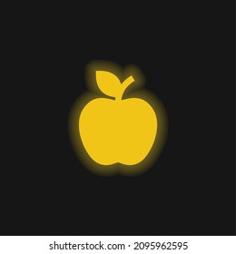 Apple yellow glowing neon icon