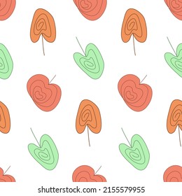 Apple yellow red vegetable seamless pattern, fantasy doodle background for textile and scrapbook design eps 10