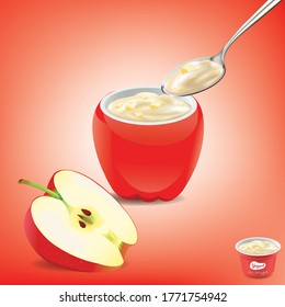 
Apple Yogurt Cup With a spoon of yogurt
