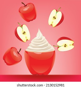 Apple Yogurt Ice Cream.illustration vector