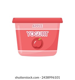 Apple yogurt vector illustration on white background. Delicious apple yogurt.