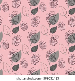 Apple,abstract,leaf,.Background,pattern  with apple on  a pink